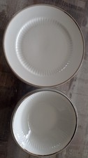 Speiseteller flach, weiß mit Silberrand, 2 Schüsseln "Mitterteich Bavaria",top!