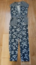Jumpsuit Hosenanzug overall blau weiße Blumen Gr. 122 128 Mädchen Sommer kurzarm