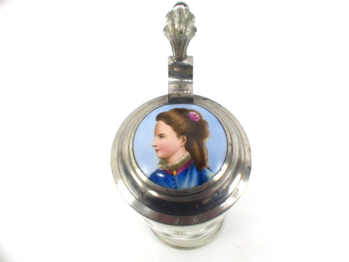 Biedermeier glas bierkrug mit - biedermeier,