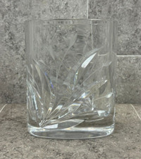 Glassvase oval Vintage Vase Blumenvase  Kristallvase 60er #81A1