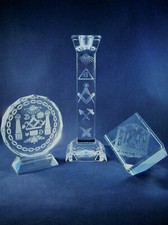Logen-Glas Einzelstücke m. Freimauer-Motiv  freemason glass