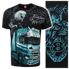 T-Shirt Trucker LKW Fahrer Treiber Road 66 Retired Retro Adler Schwarz Amerika