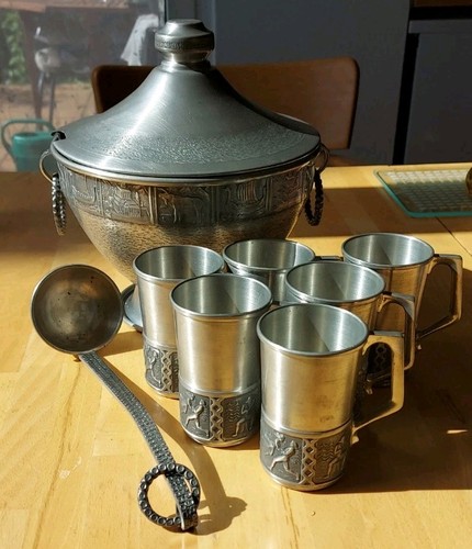 Pewter schüssel mit deckel 6 - schüssel, deckel,