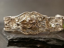 Wunderbares 835 Silber Armband Filigran Blumen Blüten Floral Vintage Retro