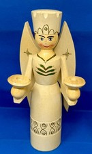 Engel Kerzenhalter Kerzenleuchter 18cm Erzgebirge ALT Weihnachtsdekoration /P111