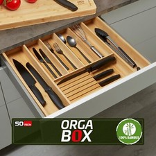 ORGA-BOX® Bambus Besteckeinsatz variabel Besteckkasten Einsatz für Häcker Küchen