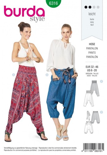 Burda schnittmuster 6316 - schnittmuster, hose