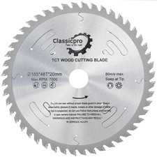 Classicpro TCT 165 mm x 20 mm/16 mm Bohrung 48T Akku Eintauchen Kreissägeblatt UK