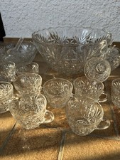 Bowle Service Bowle Set 12 Bowlegläser 2 grosse Glasschüssel Schöpfer Henkelglas