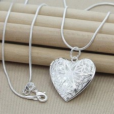 925 Silber Schmuck Damen Medaillon Halskette Herz Anhänger Silber Frau Mode