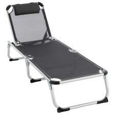 Divero Sonnenliege Sonnendach schwarz 187x57 cm Alu Campingliege klappbar Keret