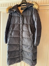 Daunenmantel von Milestone, Größe 36 mit Fellbesatz an Kapuze, Blau