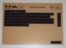Microfich Ersatzteilkatalog Kawasaki KLX 650 R KLX 650 A1 Model 1993 Stand 10/92