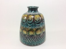 Franz und Emilie Schleiss Keramik Gmunden Vase grün Fischmarke 13,5 cm