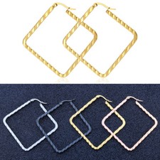 Creolen Quadrat Edelstahl 40 mm Große Ohrringe Kreolen