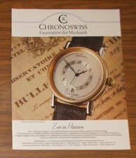Seltene Werbung vintage CHRONOSWISS Chronometer Ref CH 2822 C ST Präzision 1991