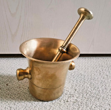 Apothekenmörser Messing alter Mörser 12,5cm hoch, 2 kg schwer mit Stößel