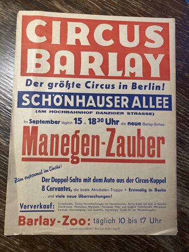 Werbung plakat circus barlay - circus,
