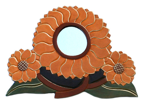Spiegel sonnenblumen holz - spiegel,