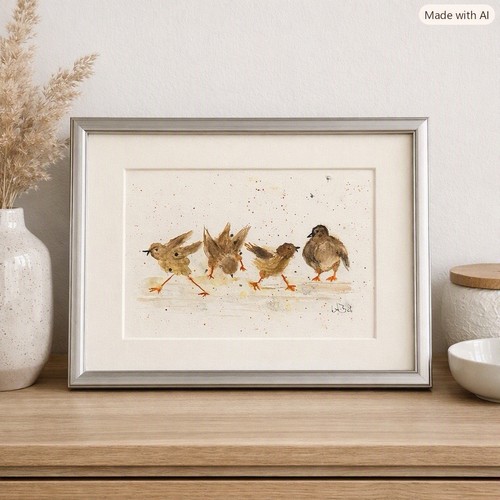 Aquarellbild lustige vögel - aquarellbild,