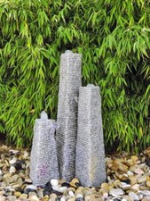 Quellstein Säulen Trio Canyu 80cm Granit Gartenbrunnen Granitbrunnen