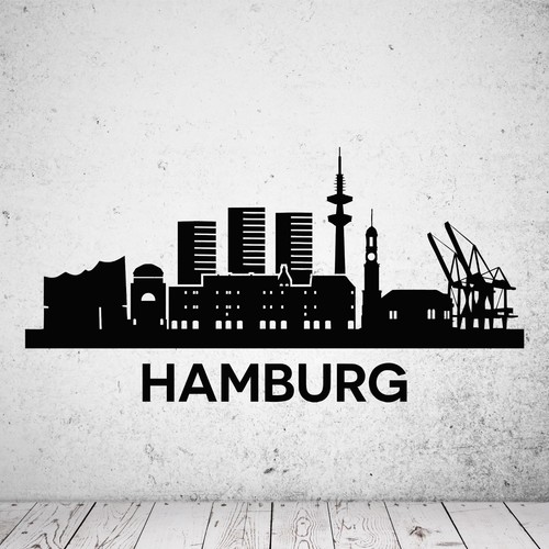 Wandtattoo skyline hamburg - hamburg,