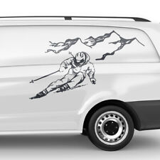 Auto Aufkleber Berge Silhouette Ski Wintersport Schnee Dekor Sticker #1434-120