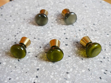 Glasknauf Möbel-/ Schubladenknauf mit Messingsockel orig. 70er Jahre Vintage (E)