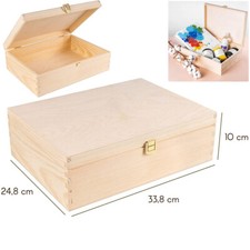 Creative Deco Holz-Schatulle mit Deckel | Kleine Unlackierte Aufbewahrungs-Box