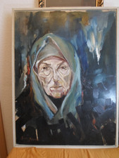 Großes, sign. PORTRAITGEMÄLDE "ALTE FRAU" v. F. Schulte Kreuzer 1969