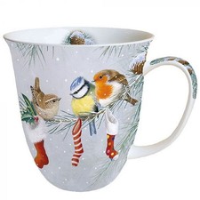 Tasse Vogel WeihnachtenTeetasse Kaffeetasse Rotkehlchen Meise Winter Schnee