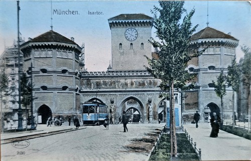 München isartor tram 1910 - ak,