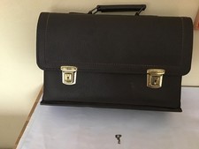 ANTIKE AKTENTASCHE LEDER BRAUN MIT SCHLÜSSEL CA. 60ER/70ER JAHRE