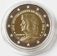 2 Euro Monaco 2012 Lucien I. 500 Jahre Souveränität PP Polierte Platte + Etui