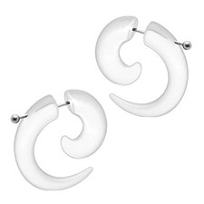 2x Fakeplugs Fake Plug Tunnel Piercingschmuck Ohr Dehner Spirale Ohrstecker Weiß