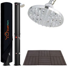 B-WAREN Solardusche mit Bodenplatte 35L Gartendusche Pooldusche Außendusche