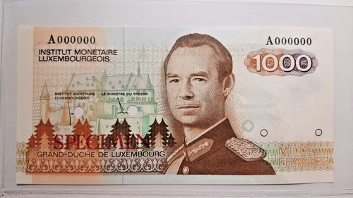 Luxembourg specimen banknote - specimen,