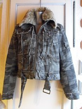 Kurzjacke Winterjacke Camouflage Nieten Taschen S/M Stehkragen Fellkragen z.Abne