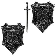 Kreuzfahrer Schild mit Soldat Schwert Mittelalterliche Waffen Rom Krieger Bühne