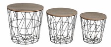 3er Set Beistelltisch Schwarz