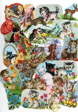 Alte Glanzbilder Oblate Scaps Konvolut Motive von Krüger Tiere...  Rar!!