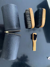 Vintage Schuhputzzeug im Lederetui mit Bürstchen (20cm hoch)