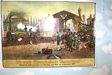 Poster Die erste Eisenbahn in Deutschland - Abf. des  Eröffnungszuges ( Adler )