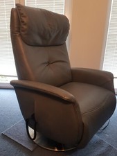 Himolla Sessel mit Aufstehhilfe - Grau/Blau - Azuro - Leder