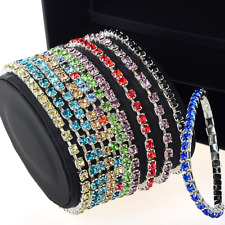Elastisches Strassarmband Farben Armreif Brautschmuck 1 reihig Strass Armband