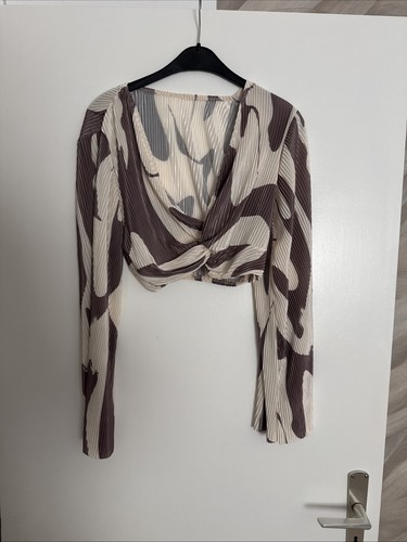 Plissee crop top beige braun - plissee,