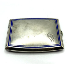 Art Deco Zigaretten Dose Zigarettenetui Alpacca Versilbert vergoldet mit Emaille