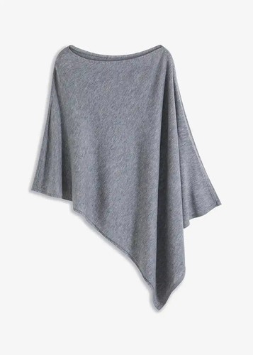 Neu wollponcho grau - neu, meliert