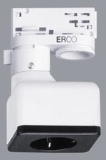 Erco 1079023000 3-Phasen Adapter für Stromschiene weiss mit Schuko Steckdose