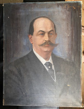 ::ÖLGEMÄLDE PORTRÄT MANN MIT SCHNAUZER  GESICHT SIGNIERT H. HAUCK 1900 FABRIKANT